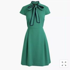NWOT J. Crew Green Tie-neck Dress in 365 Crepe. Never worn, tags removed.